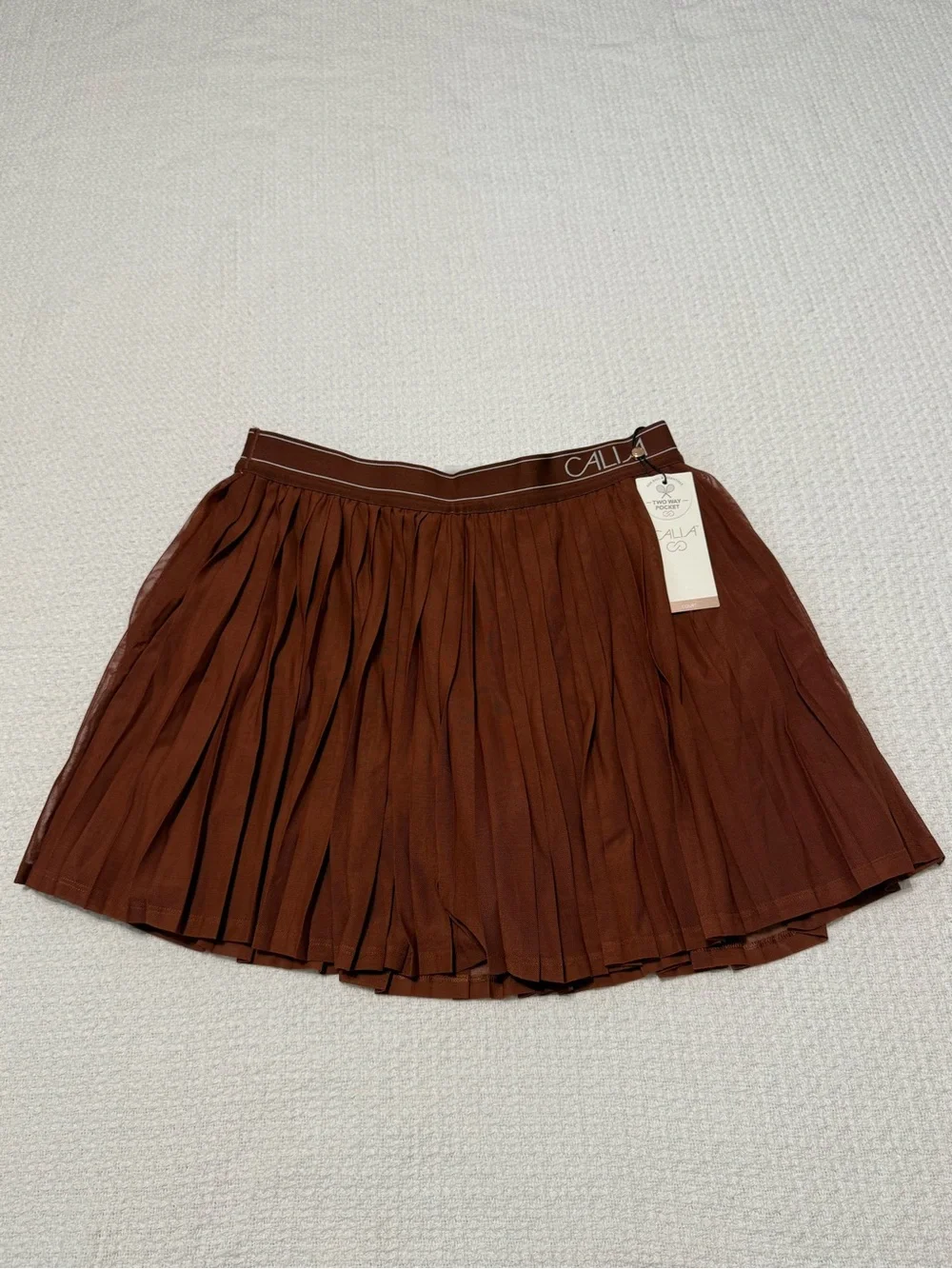 CALIA by Carrie Underwood Chocolate Brown Pleated Skort
